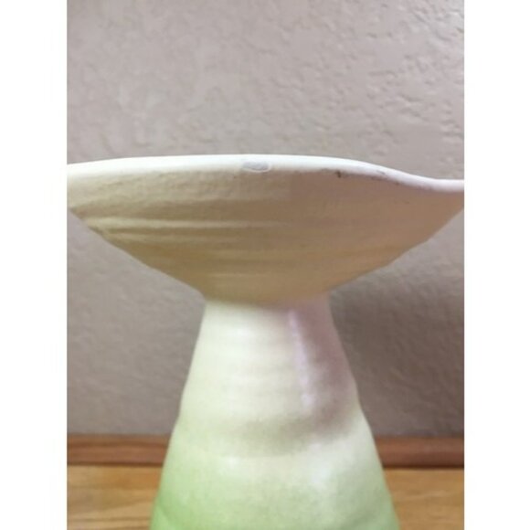Vintage Haeger Pottery Candle Holder 3184 White Fade To Green Matt Glaze 7.5 In - Picture 8 of 11